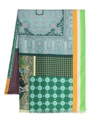 Pierre-Louis Mascia Aloe patchwork-pattern silk scarf - Verde