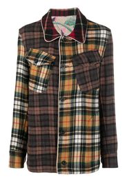 Pierre-Louis Mascia check-print wool shirt jacket - Marrone