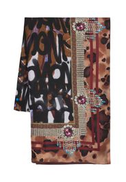 Pierre-Louis Mascia Aloe graphic-print silk scarf - Marrone