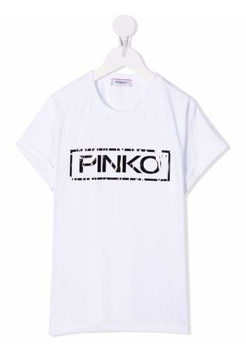 Pinko Kids logo crew-neck T-shirt - Bianco