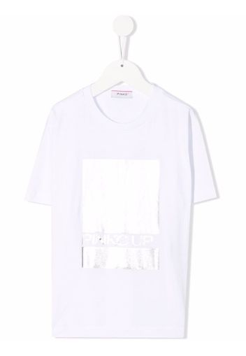 Pinko Kids metallic-logo T-shirt - Bianco