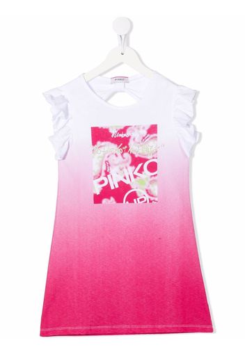 Pinko Kids degrade logo-print dress - Rosa