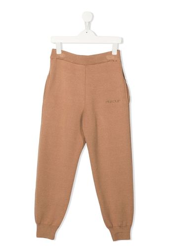 Pinko Kids logo-embroidered track pants - Marrone