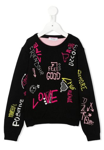 Pinko Kids slogan-knit jumper - Nero