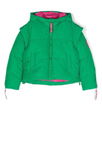 Pinko Kids embroidered-logo padded jacket - Verde