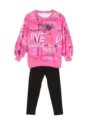 Pinko Kids graphic-print tracksuit - Rosa