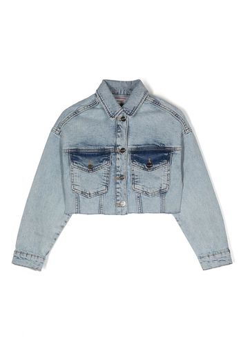 Pinko Kids cropped denim jacket - Blu