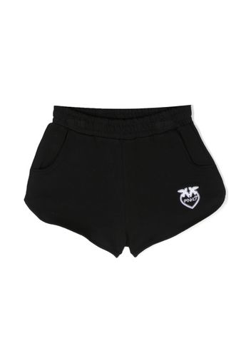 Pinko Kids logo-embroidered elasticated shorts - Nero