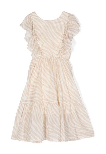 Pinko Kids zebra-print ruffled dress - Toni neutri