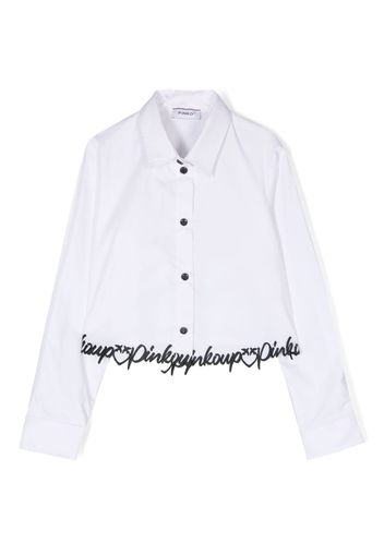 Pinko Kids logo-embroidery cotton shirt - Bianco