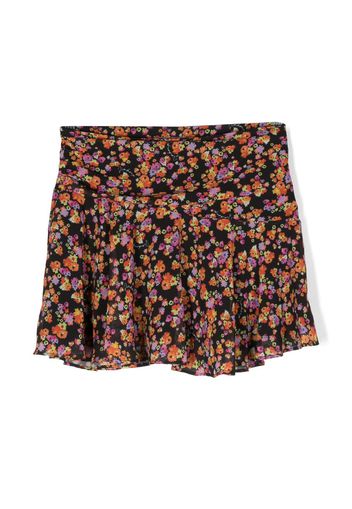 Pinko Kids floral-print ruffled skirt - Nero