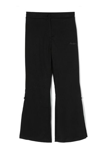 Pinko Kids logo-embroidered flared trousers - Nero