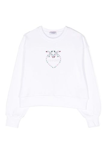 Pinko Kids crystal-embellished logo sweatshirt - Bianco