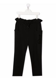 Pinko Kids drawstring ruffled-waist trousers - Nero