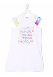 Pinko Kids logo-print cut-out dress - Bianco