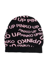 Pinko Kids jacquard-logo beanie - Nero