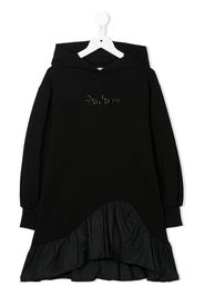 Pinko Kids sequin-logo hooded dress - Nero