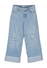 Pinko Kids distressed cropped-leg jeans - Blu