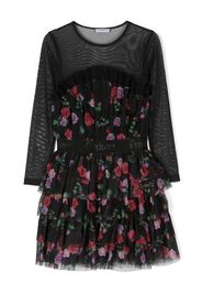 Pinko Kids floral panel detail dress - Nero