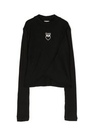 Pinko Kids logo-embroidered ribbed jumper - Nero