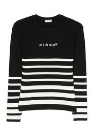 Pinko Kids ribbed-knit striped top - Nero