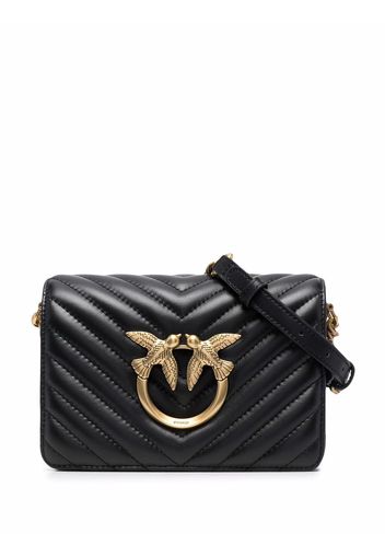 PINKO logo-plaque quilted leather satchel bag - Nero