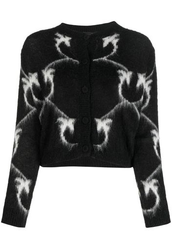 PINKO logo intarsia-knit cardigan - Nero