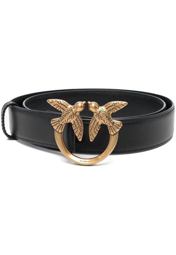 PINKO Love Berry logo-plaque leather belt - Nero