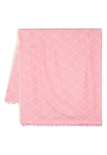 PINKO monogram-print frayed scarf - Rosa