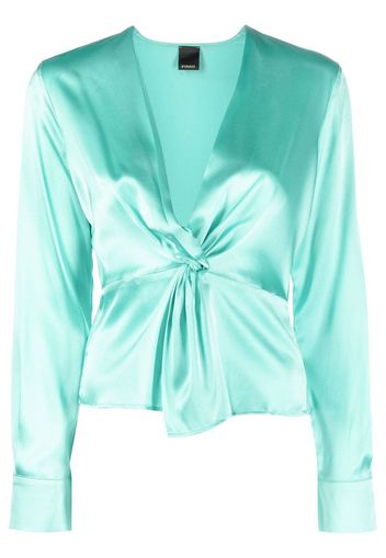 PINKO twist-detail silk blouse - Verde