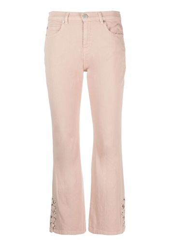 PINKO lacing-detail logo-patch bootcut jeans - Rosa