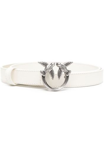 PINKO Love Berry logo-plaque leather belt - Bianco