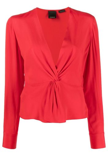 PINKO twist-detail long-sleeved blouse - Rosso