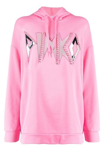 PINKO mirrored-logo hoodie - Rosa