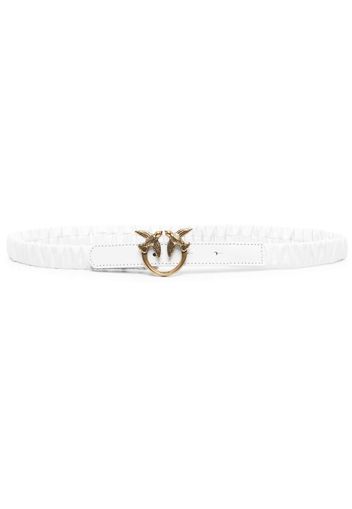 PINKO logo-plaque sheepskin belt - Bianco