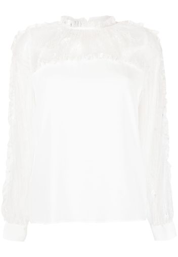 PINKO chantilly-lace long-sleeved blouse - Bianco