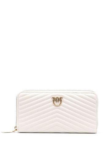 PINKO logo-plaque long quilted wallet - Bianco