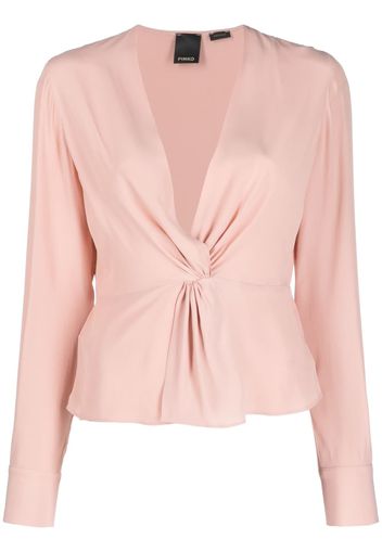 PINKO twist-detailing v-neck top - Rosa