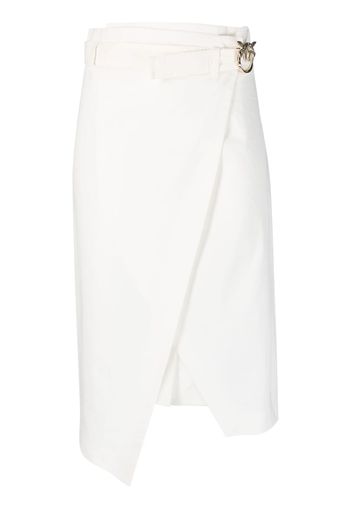 PINKO logo-plaque belted wrap skirt - Bianco