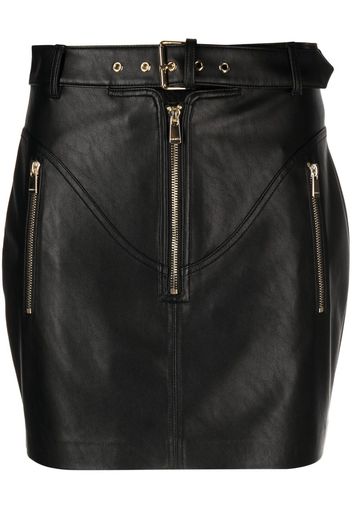 PINKO belted faux-leather miniskirt - Nero