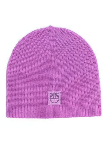 Pinko, PINKO logo-patch cashmere beanie - Viola