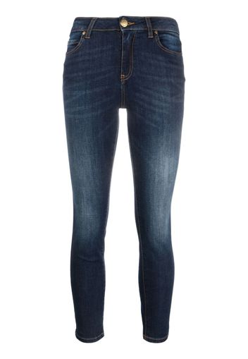 PINKO logo-appliqué cropped skinny jeans - Blu