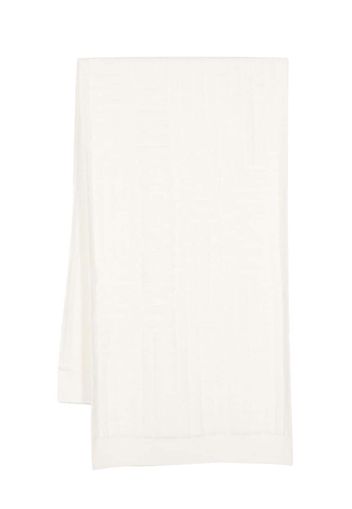 PINKO intarsia-knit logo rectangle scarf - Bianco