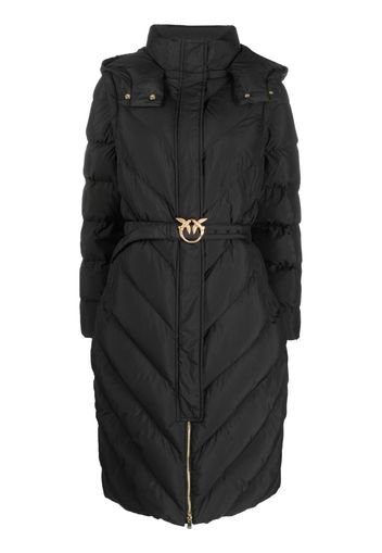 PINKO chevron-quilting padded hooded coat - Nero