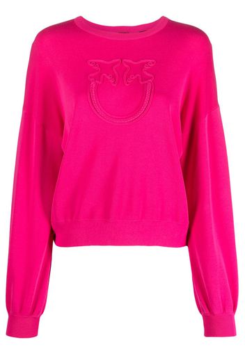 PINKO logo-embroidered cotton-blend jumper - Rosa