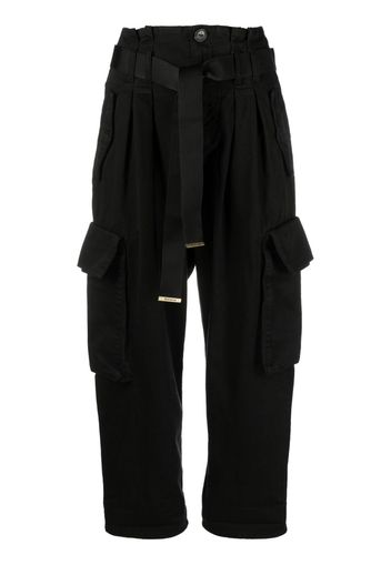 PINKO straight-leg pleated-edge cargo pants - Nero