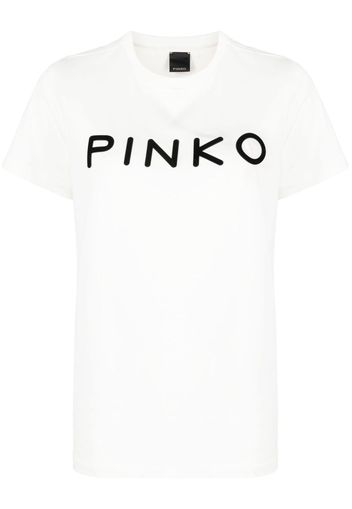 PINKO logo-print cotton T-shirt - Bianco