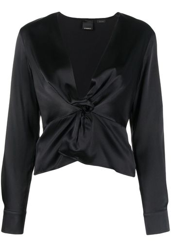 PINKO knot-detail silk blouse - Nero