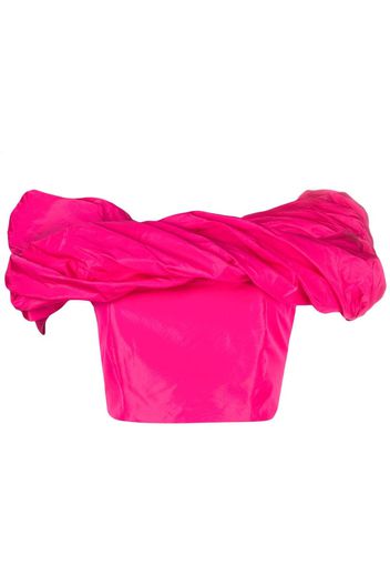 PINKO ruffled off-shoulder crop top - Rosa