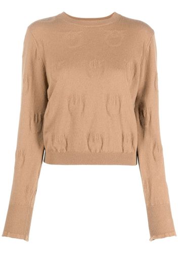 PINKO logo-debossed cashmere top - Marrone